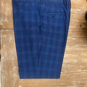 Men's Blue Plaid Dress Pants